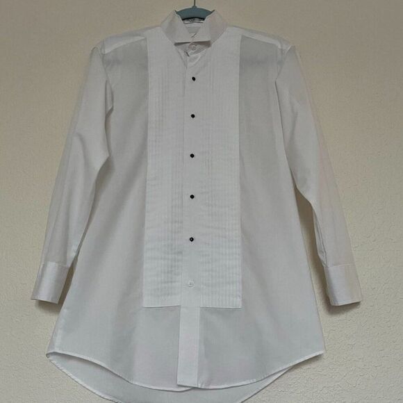 Men's white NEIL ALLYN tuxedo shirt in a regular cut, wing collar Sz. S- 38/31 - Picture 1 of 11